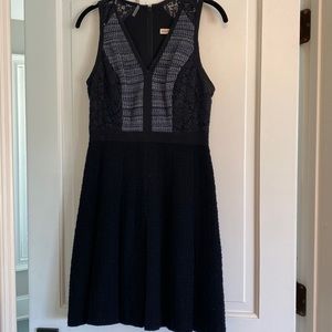 Rebecca Taylor navy multi fabric boucle dress-size 2